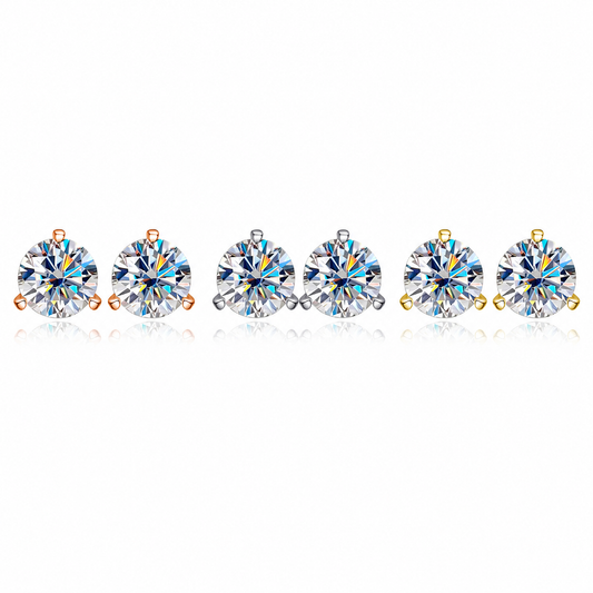 Zethech Nova Round Moissanite Stud Earrings in multiple sizes