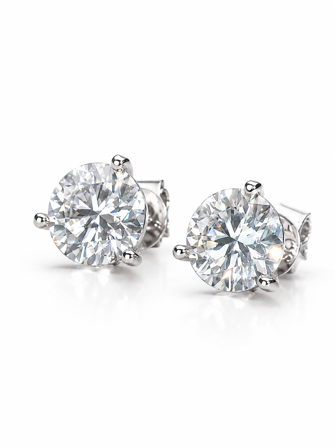 Zethech Nova Round Studs with round moissanite stones