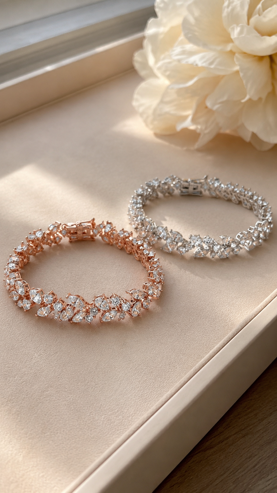 Detailed view of Zethech Pear Moissanite Bangle with pear stones