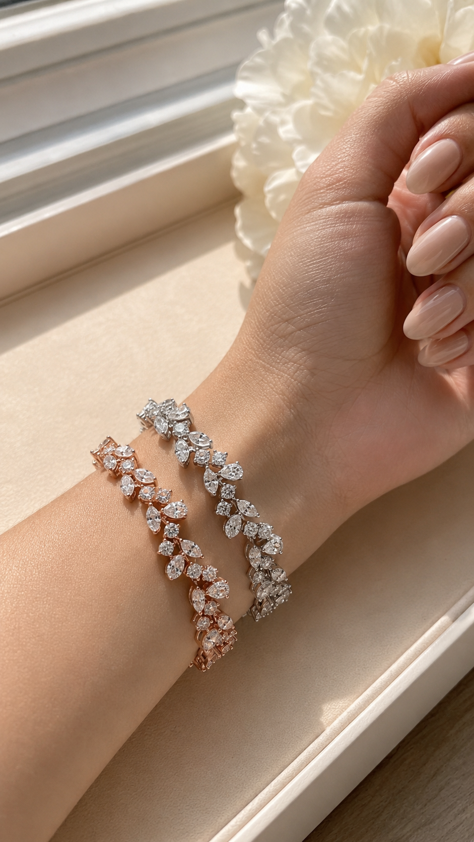 Zethech Pear Moissanite Bangle with polished bangle setting