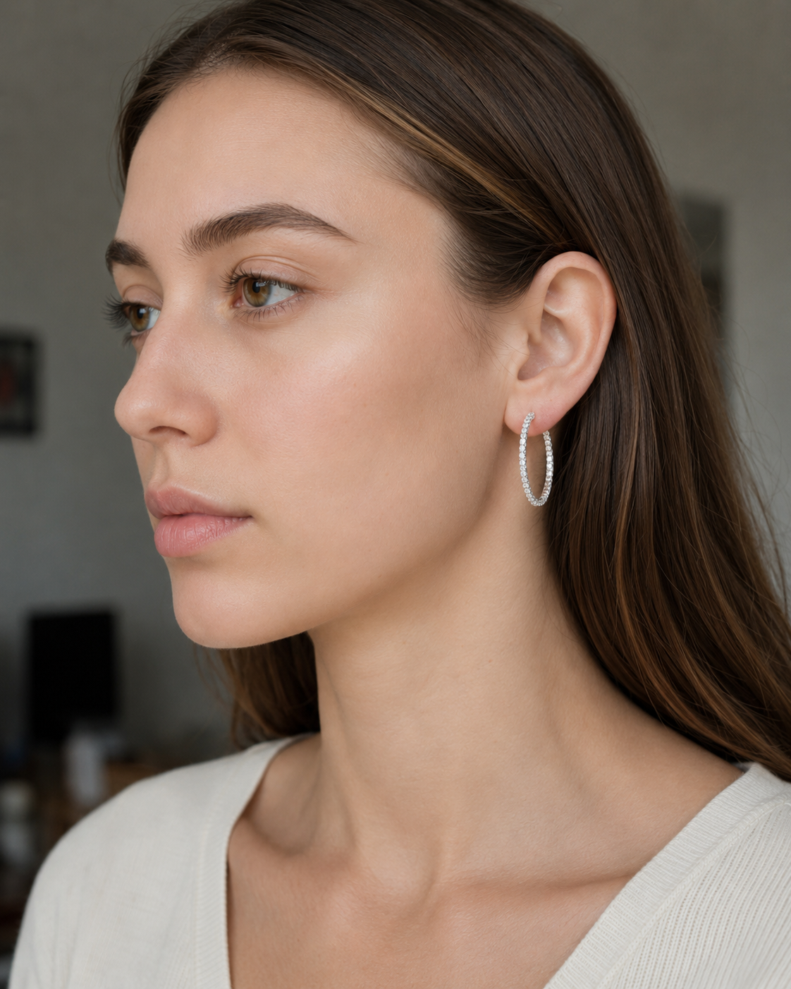 Zethech Statement Hoop Earrings with bold full moissanite setting