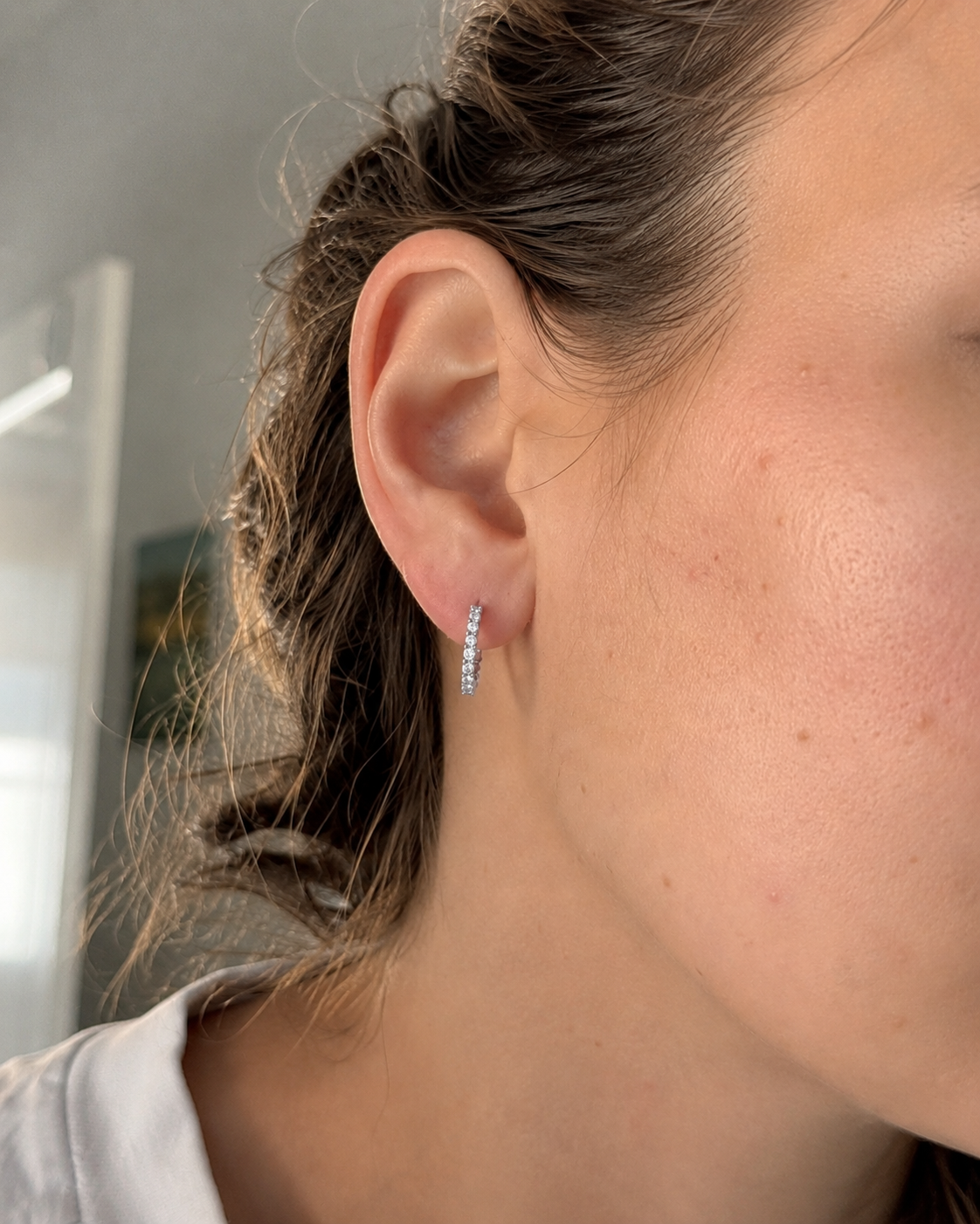 Zethech Classic Hoop Earrings with moissanite detail