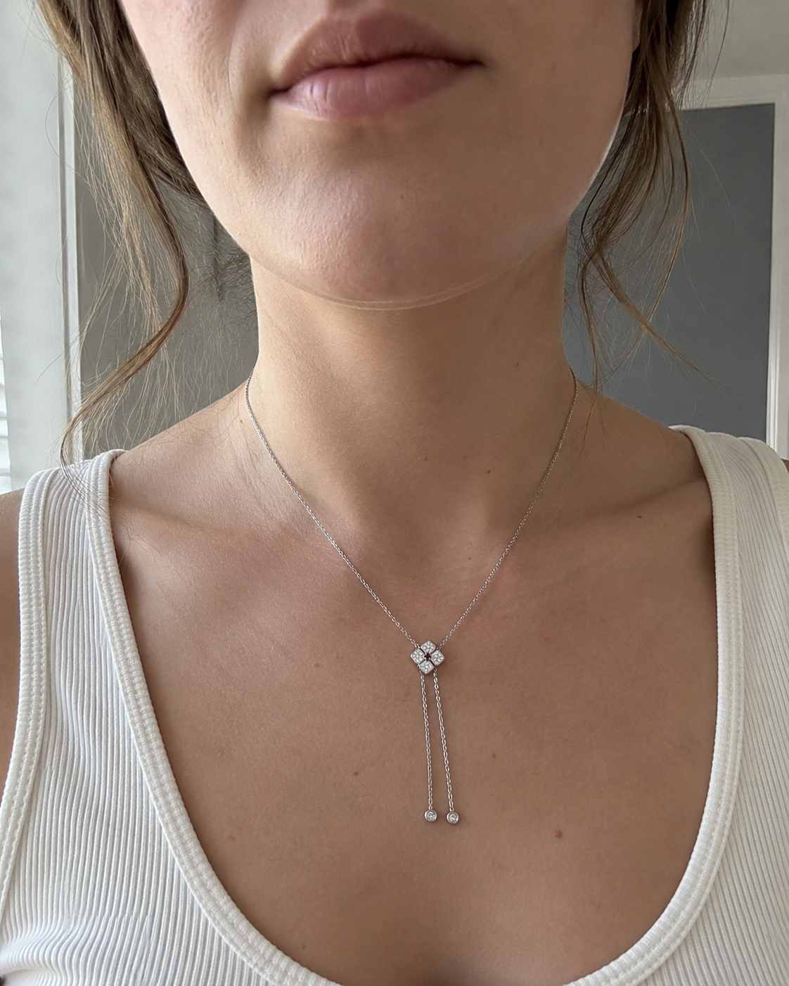 Zethech Floral Moissanite Necklace shown from refined product angle