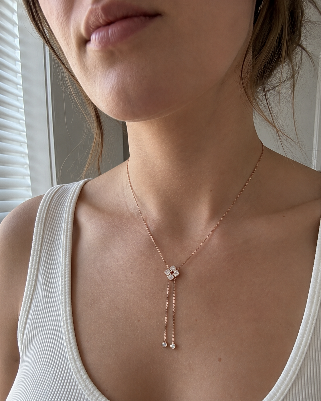 Zethech Floral Moissanite Necklace with delicate chain