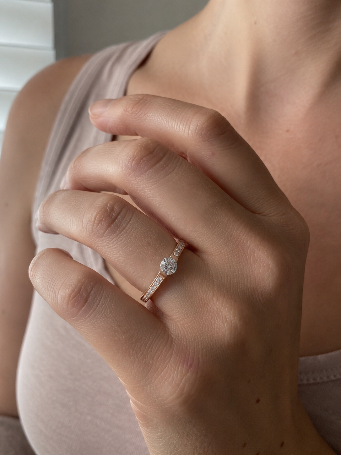 Zethech Promise Solitaire Ring shown from refined product angle