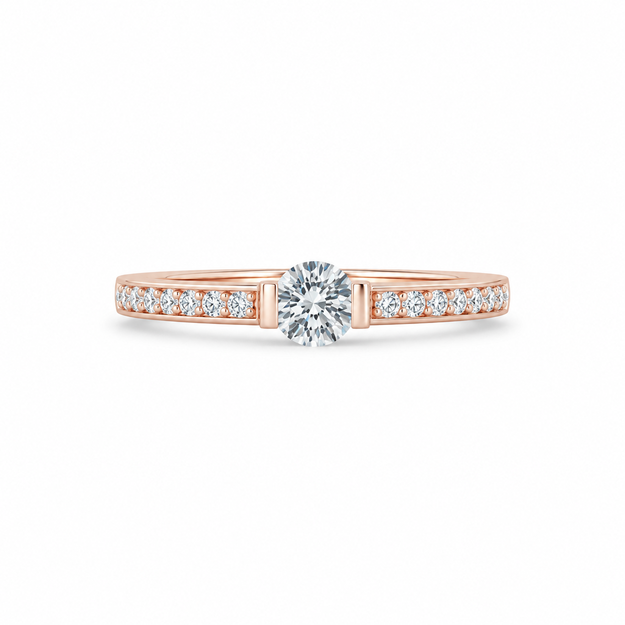 Close-up of Zethech Promise Solitaire Ring with small center stone