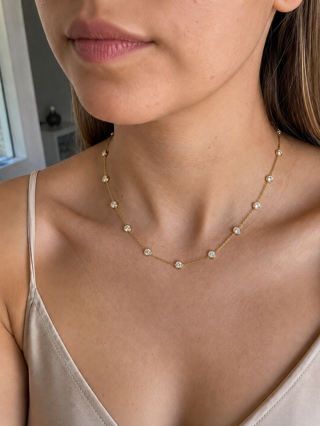 Zethech Classic Tennis Necklace with continuous moissanite line