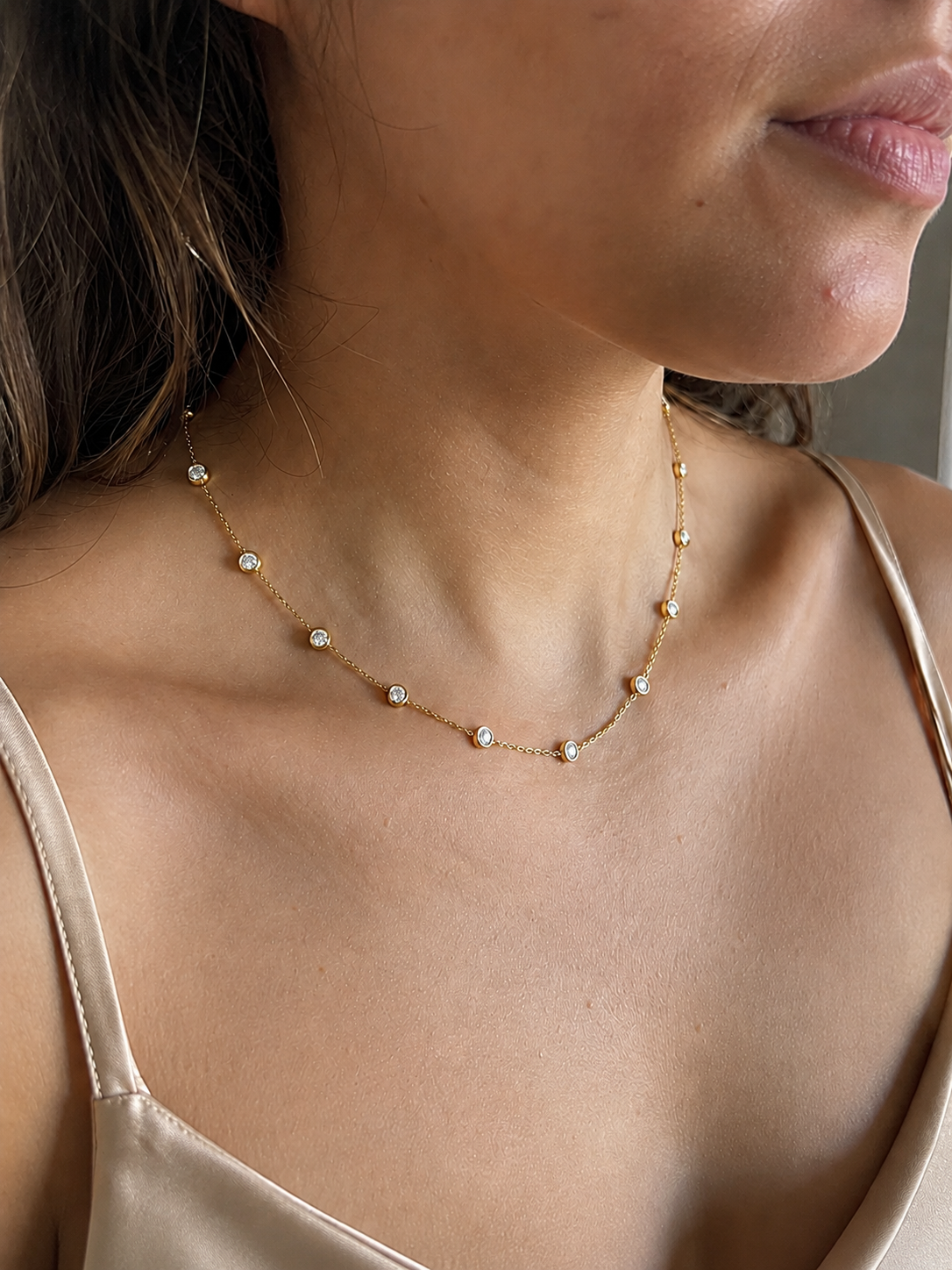 Zethech Classic Tennis Necklace shown from refined product angle