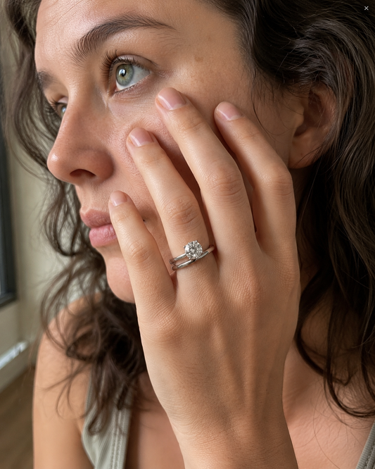 Zethech Solitaire Engagement Ring shown from refined product angle