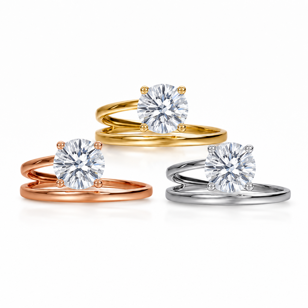 Zethech Solitaire Engagement Ring with round moissanite center stone