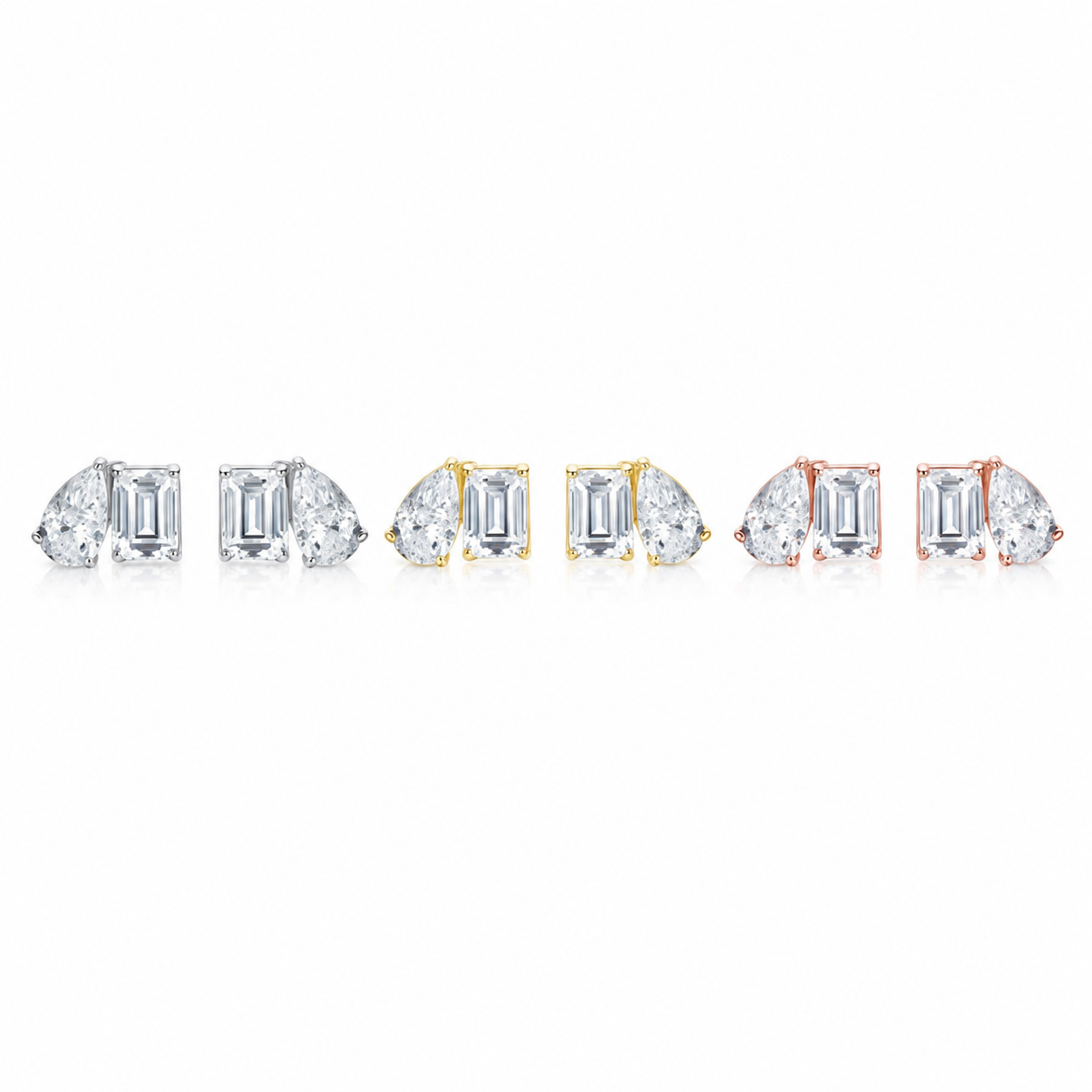 Zethech Pear Drop Moissanite Stud Earrings in clean product photo