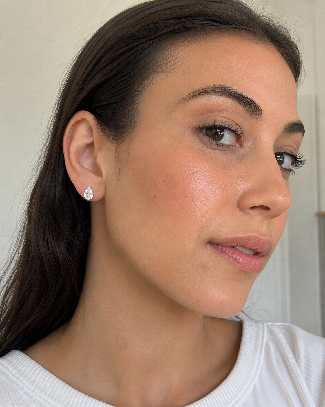 Zethech Round Moissanite Huggies with polished huggie setting