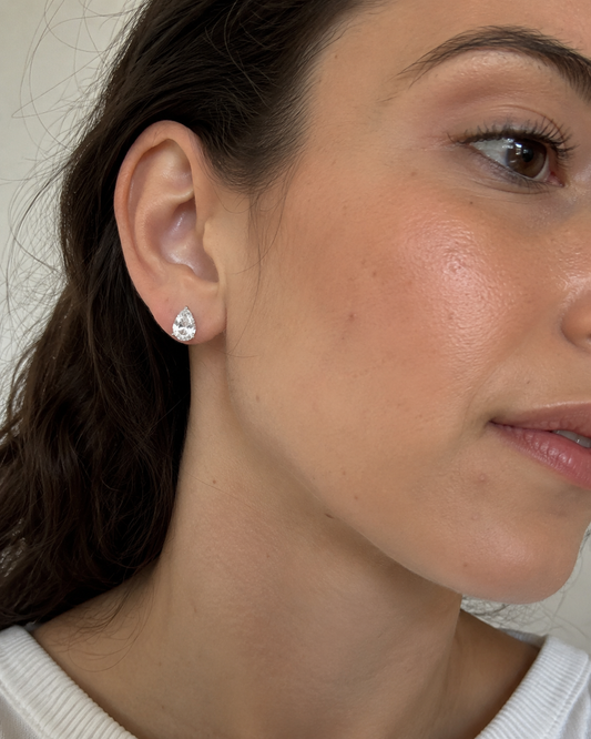 Zethech Round Moissanite Huggies shown from refined product angle