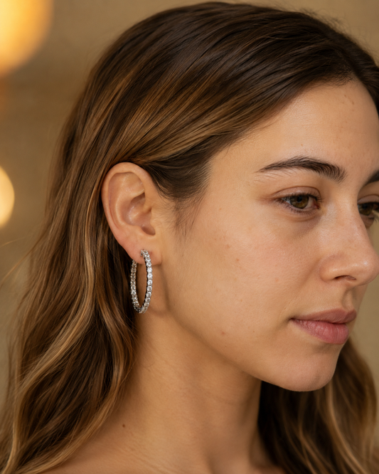 Zethech Halo Hoop Earrings shown from a refined earrings product angle