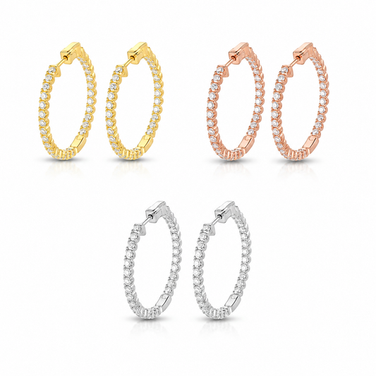 Zethech Halo Hoop Earrings with full moissanite stones in a clean product photo