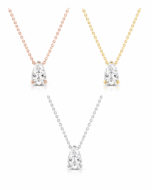 Zethech Pear Drop Necklace shown from refined product angle