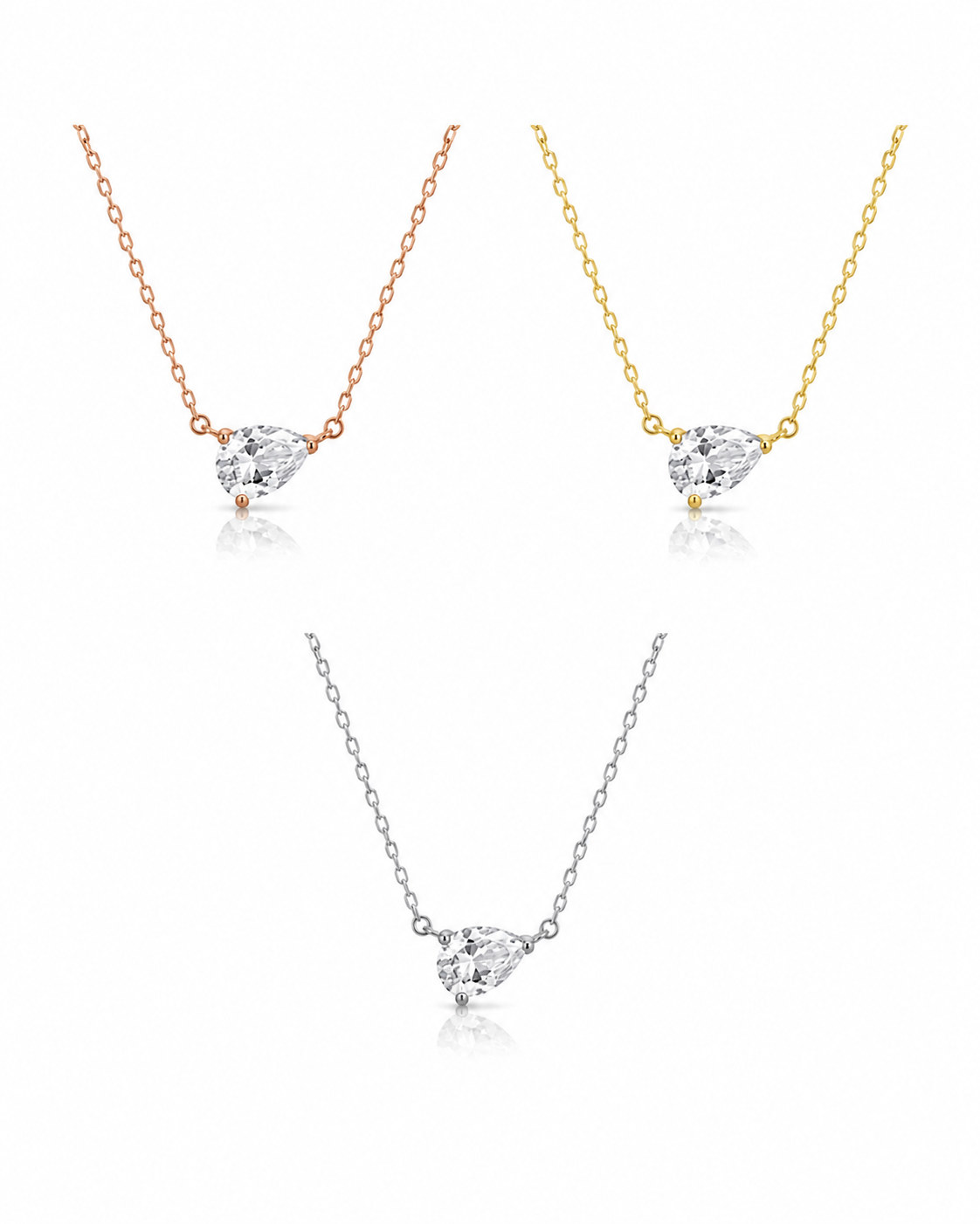 Zethech Pear-Cut Moissanite Drop Necklace