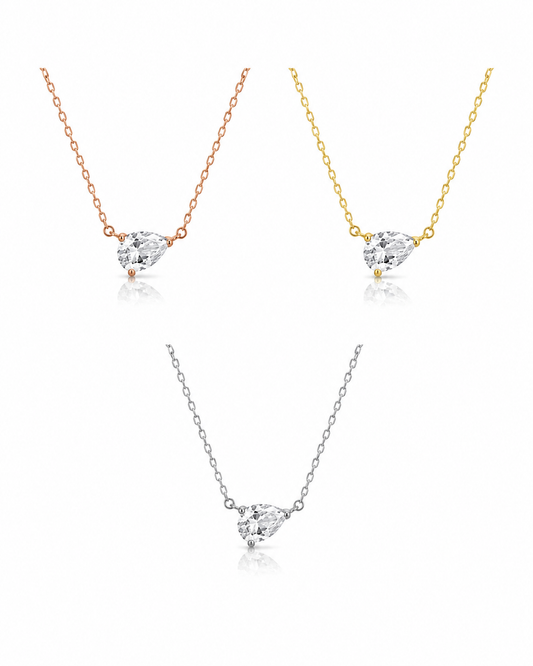 Zethech Pear Drop Moissanite Necklace in clean product photo