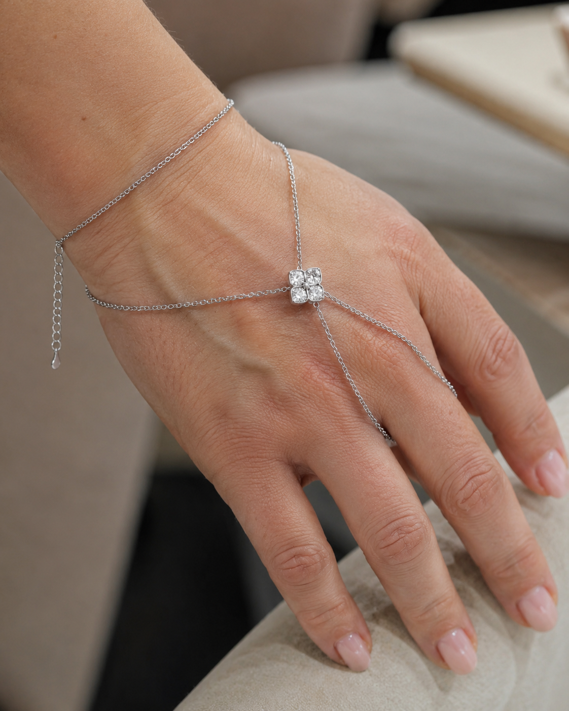 Zethech Adjustable Line Bracelet with fine moissanite detail
