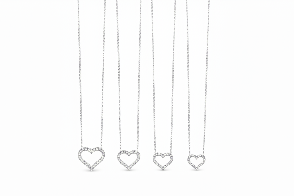 Zethech Moissanite Heart Pendant Necklace