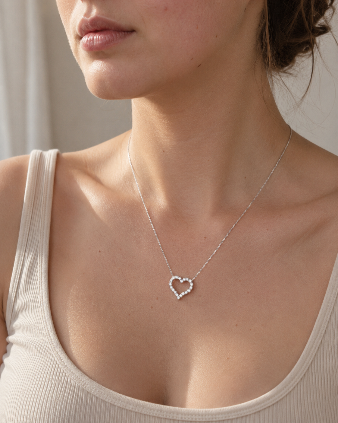 Zethech Heart Pendant Necklace shown from refined product angle