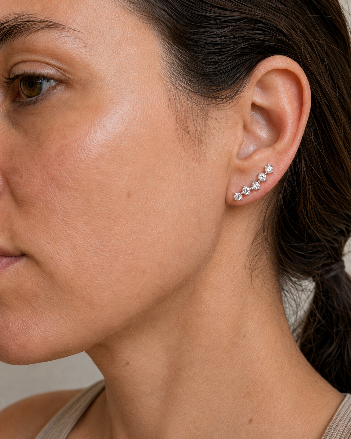 Close-up of Zethech Gradient Stud Earrings with cluster design