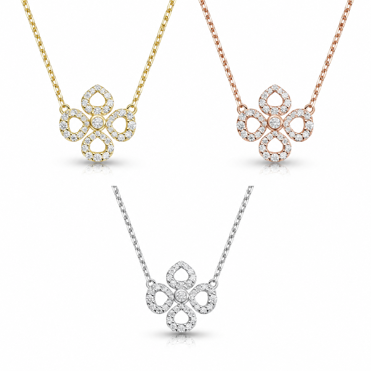 Zethech Flower Moissanite Pendant Necklace