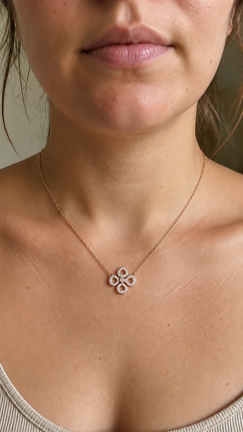 Zethech Flower Pendant Necklace with delicate chain and floral detail