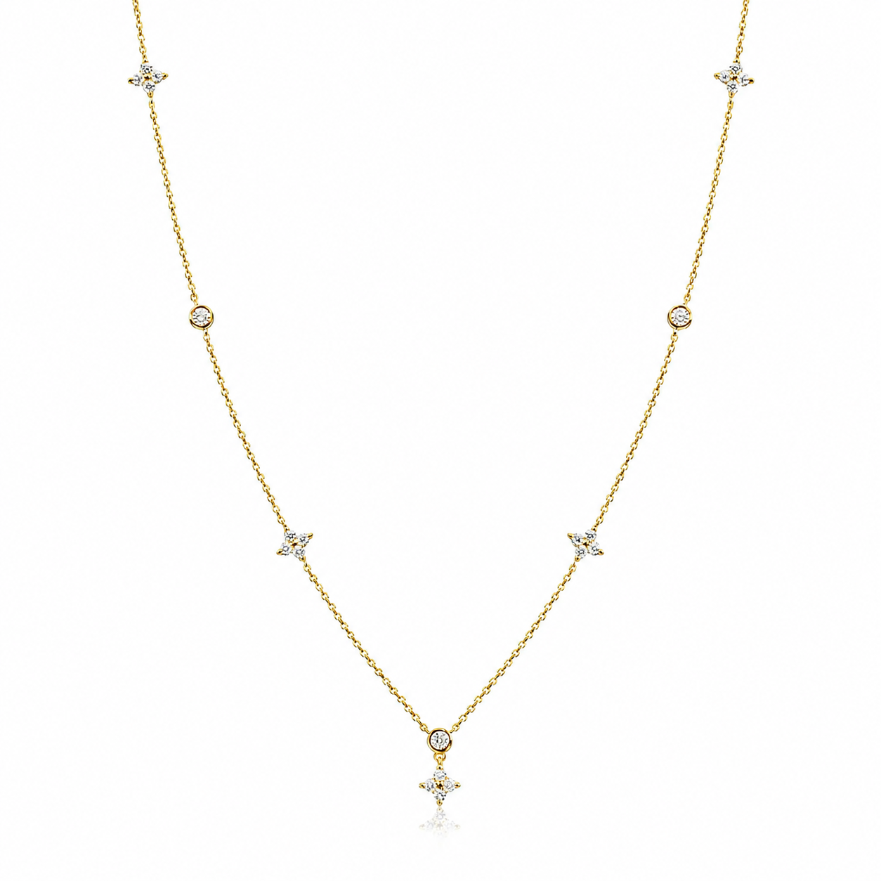 Close-up of Zethech Clover Pendant Necklace with polished clover