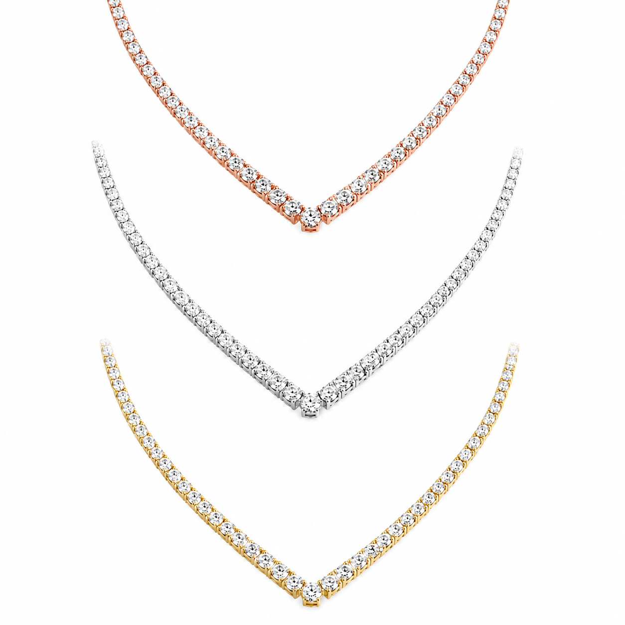 Zethech V-Shape Moissanite Tennis Necklace