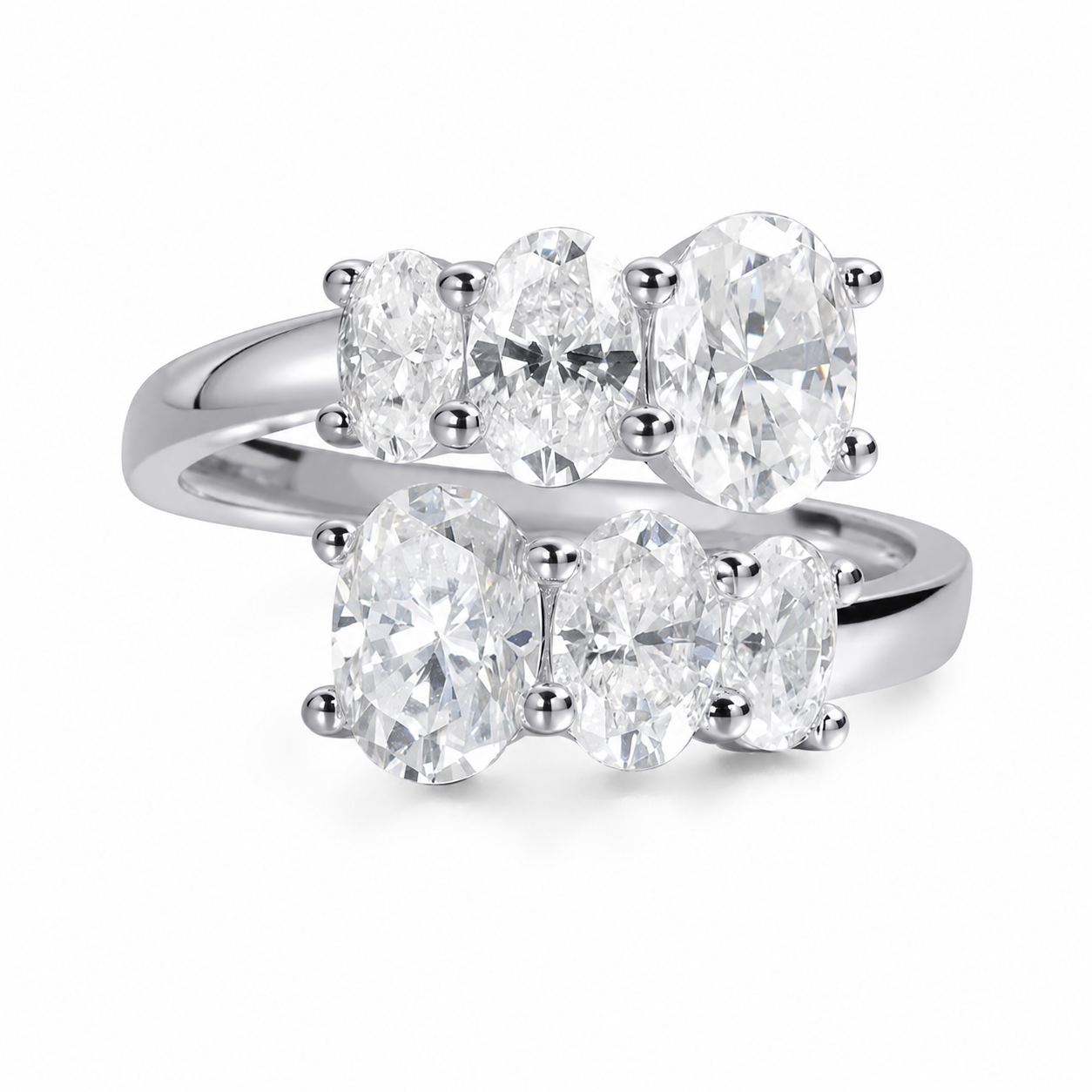 Zethech Oval Engagement Ring shown with oval moissanite detail and polished band