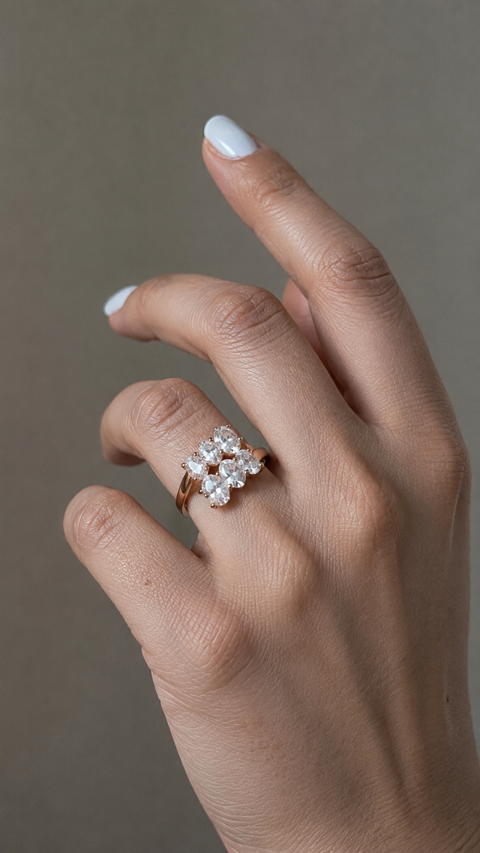 Close-up of Zethech Oval Engagement Ring with oval moissanite