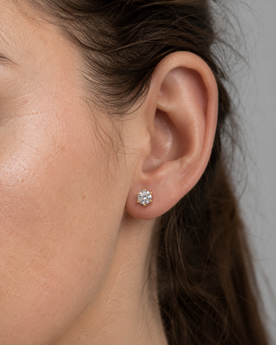 Zethech Crown Stud Earrings shown from refined product angle