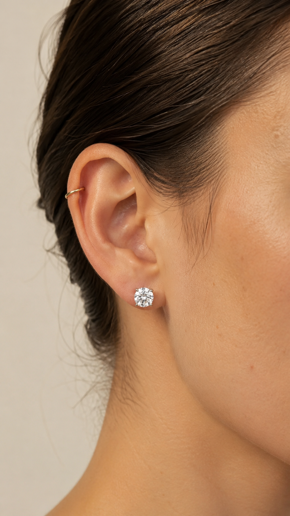 Zethech Moissanite Stud Earrings shown from refined product angle