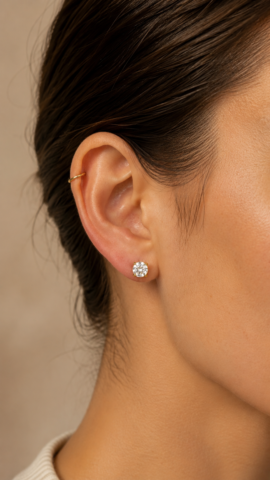 Zethech Moissanite Stud Earrings with polished round stone setting