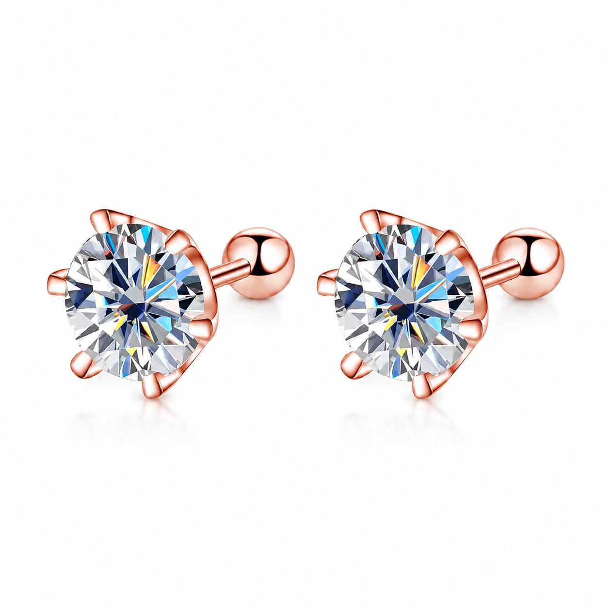 Zethech Round Stud Earrings with classic moissanite stud design
