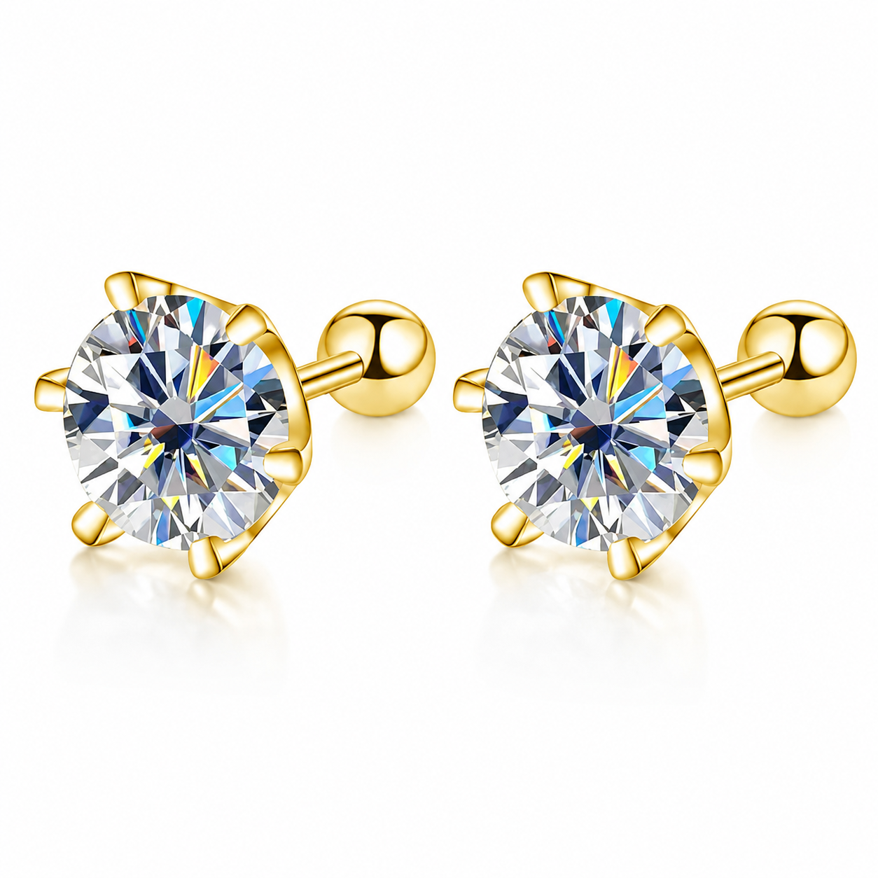 Zethech Round Stud Earrings with polished prong setting