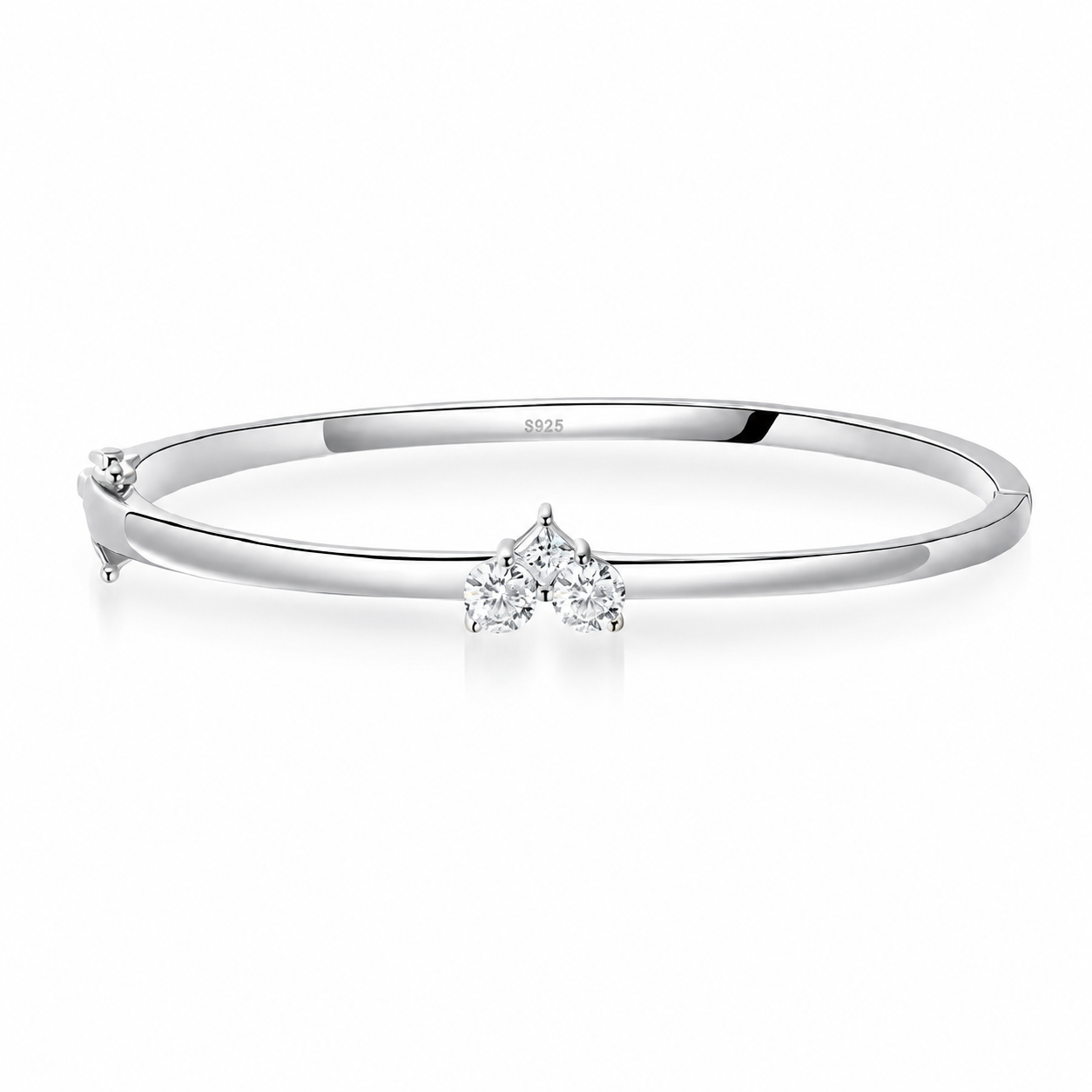 Detailed view of Zethech Radiant Cut Bangle with radiant-cut stone setting