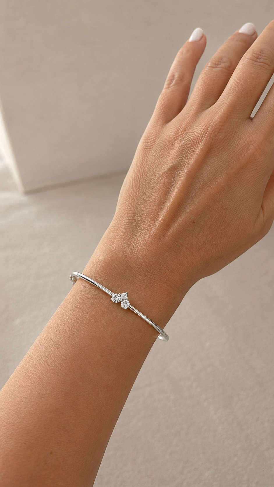 Close-up of Zethech Radiant Cut Bangle with stone detail