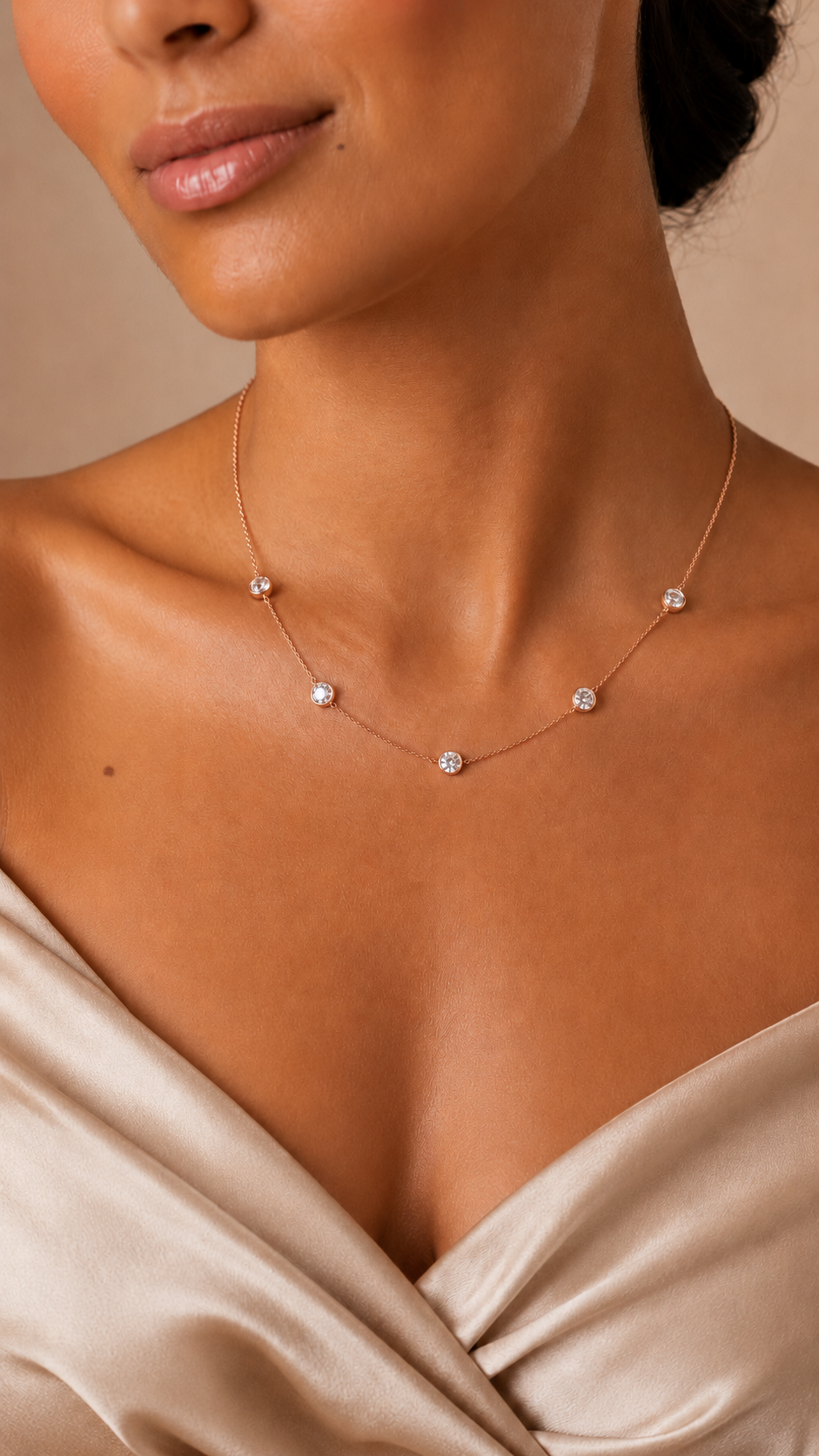 Zethech Bubble Moissanite Necklace shown from refined product angle