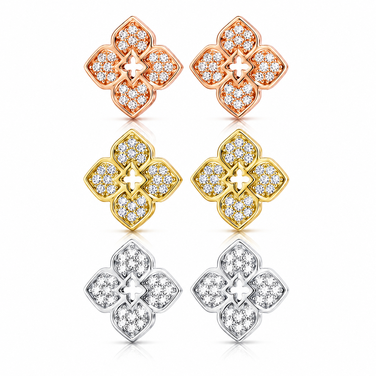 Zethech Flower Moissanite Stud Earrings