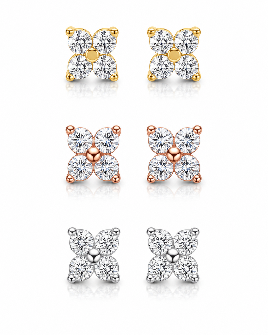 Zethech Quad Moissanite Stud Earrings in clean product photo