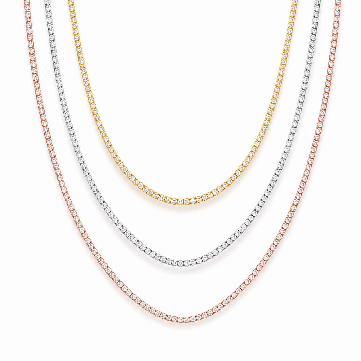 Zethech Slim Round-Cut Moissanite Tennis Necklace