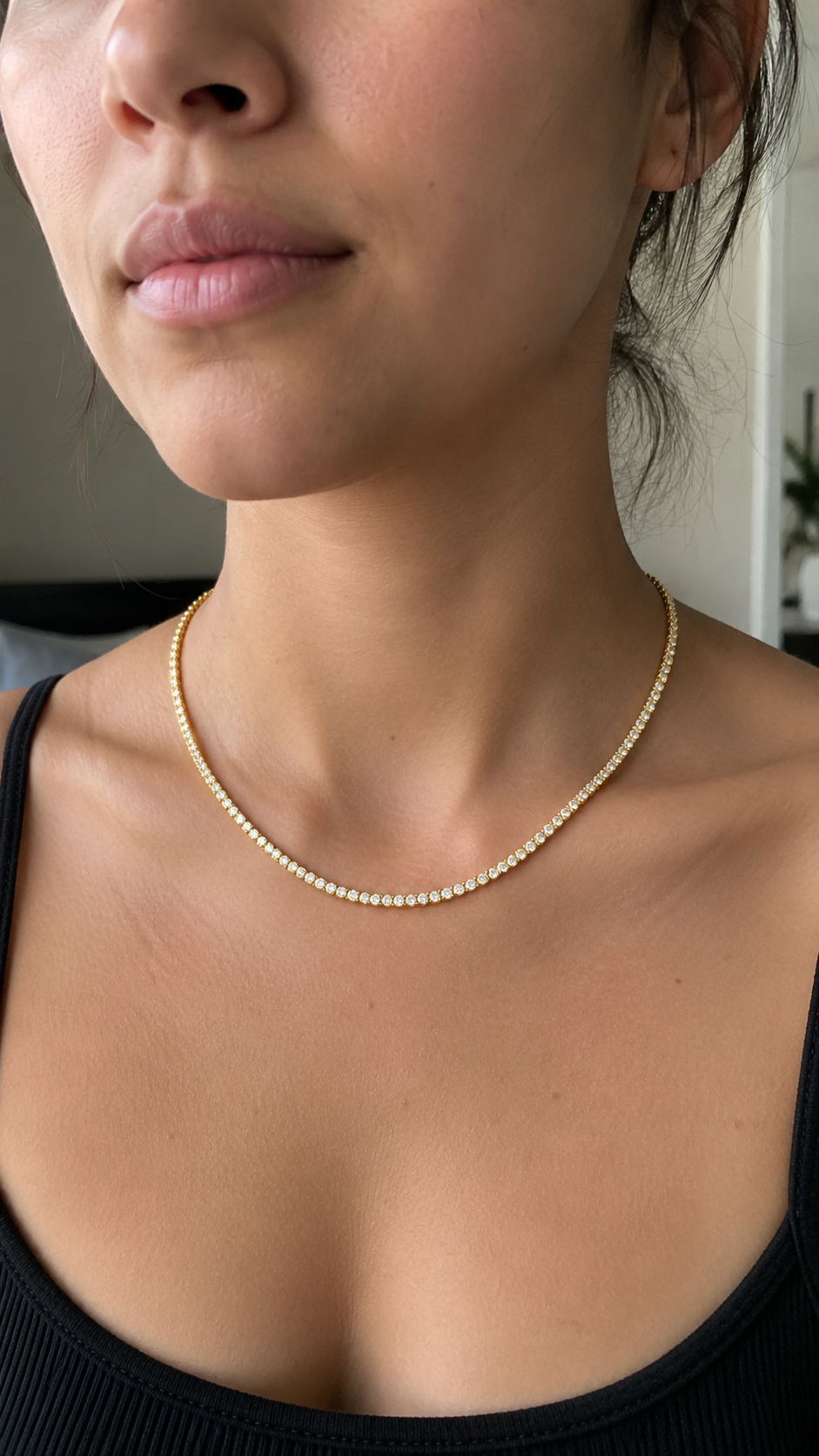 Zethech Moissanite Tennis Necklace with continuous stone line