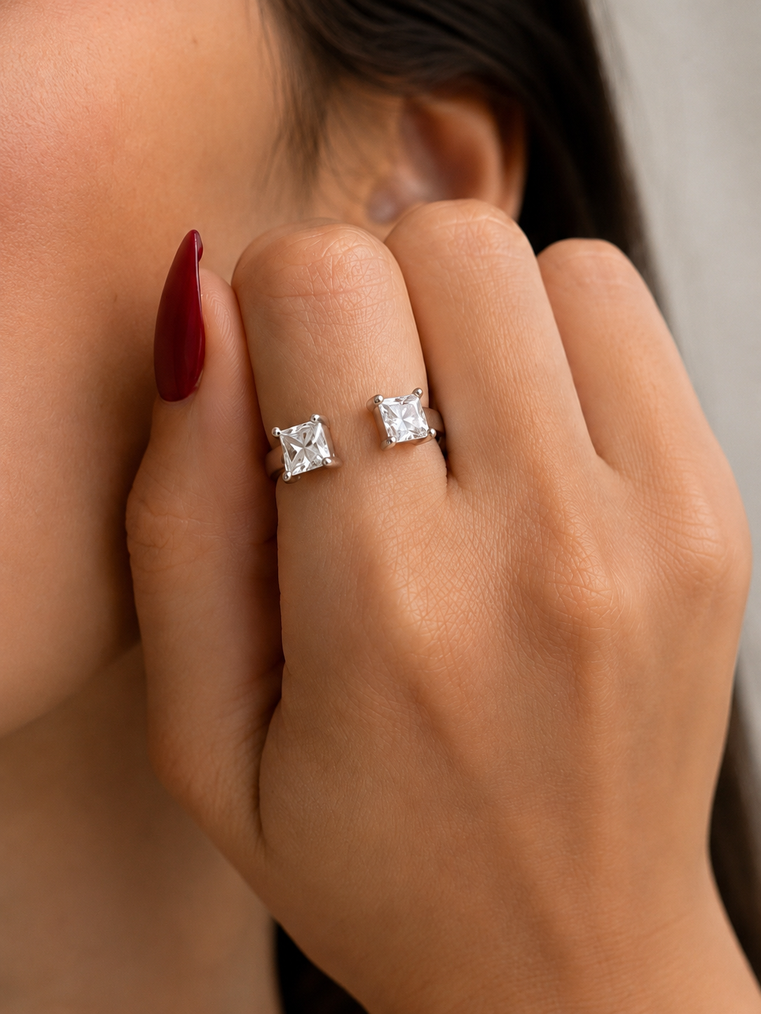 Zethech Princess Moissanite Ring shown from refined product angle
