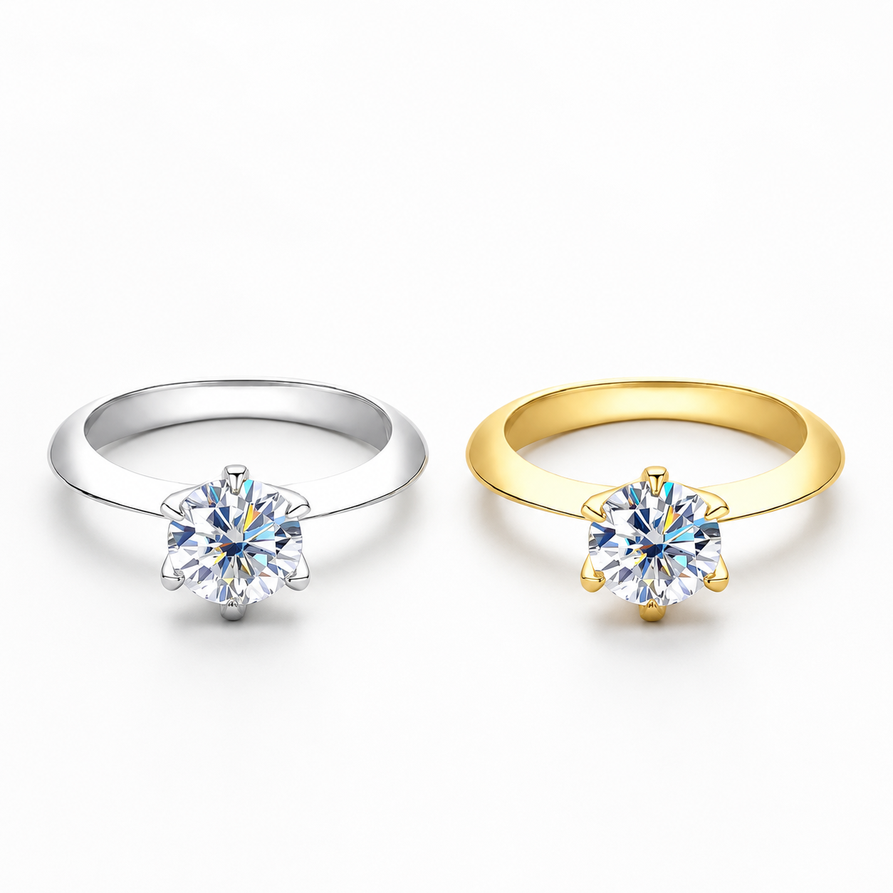 Zethech Round Moissanite Ring in clean product photo