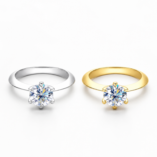 Zethech Round Moissanite Ring in clean product photo
