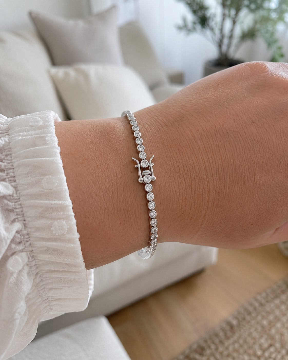 Zethech Round Moissanite Tennis Bracelet shown from refined product angle