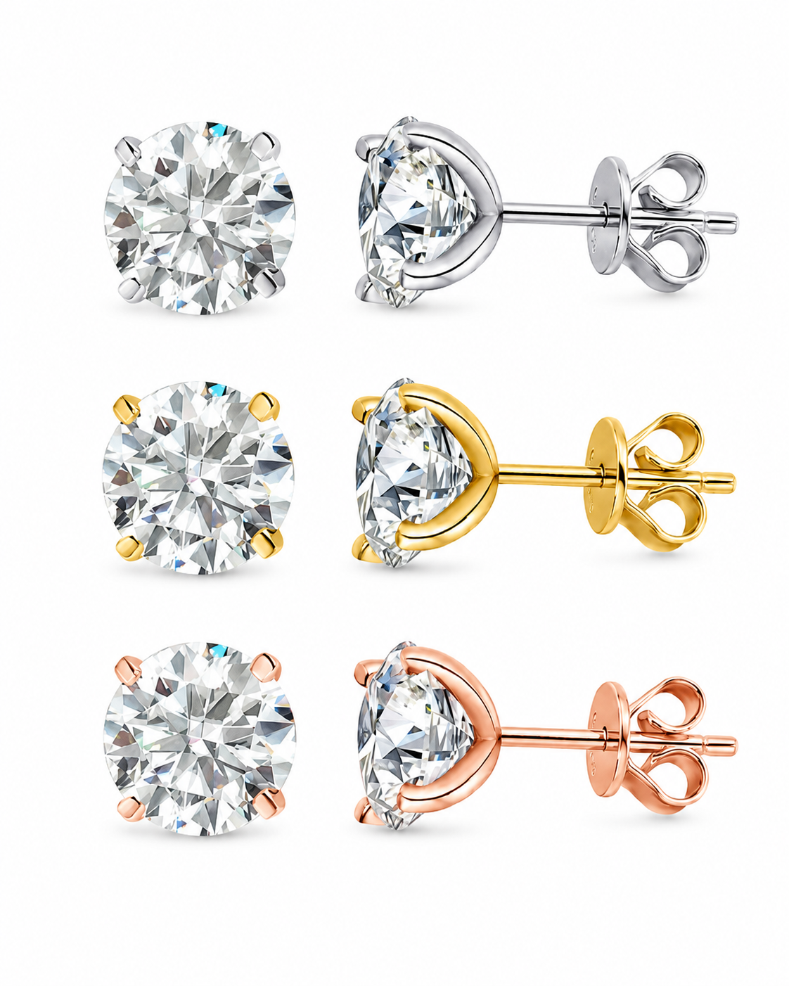 Zethech Rose Moissanite Studs in elegant jewelry product photo