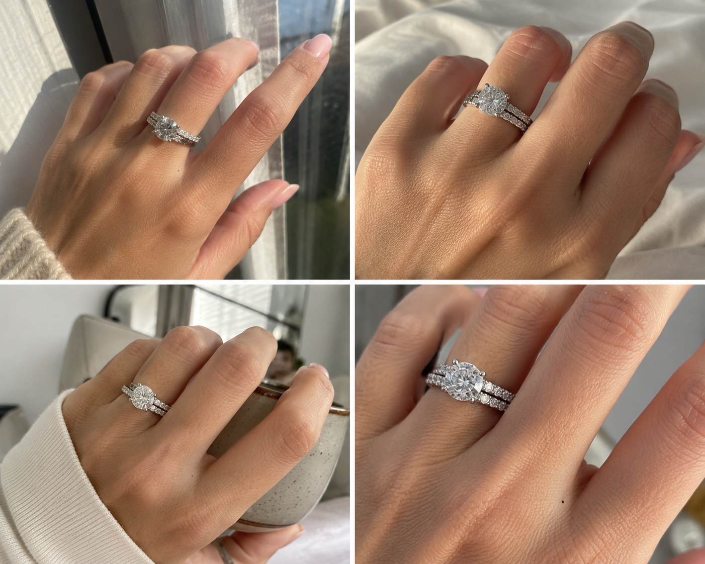 Zethech Royale Bridal Set with matching moissanite ring and wedding band